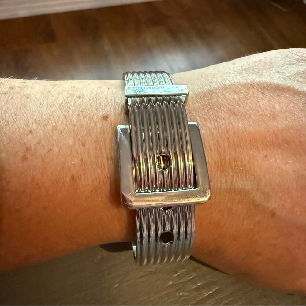 Michael Kors Silver Tone Buckle Bangle  Bracelet - Picture 4 of 9